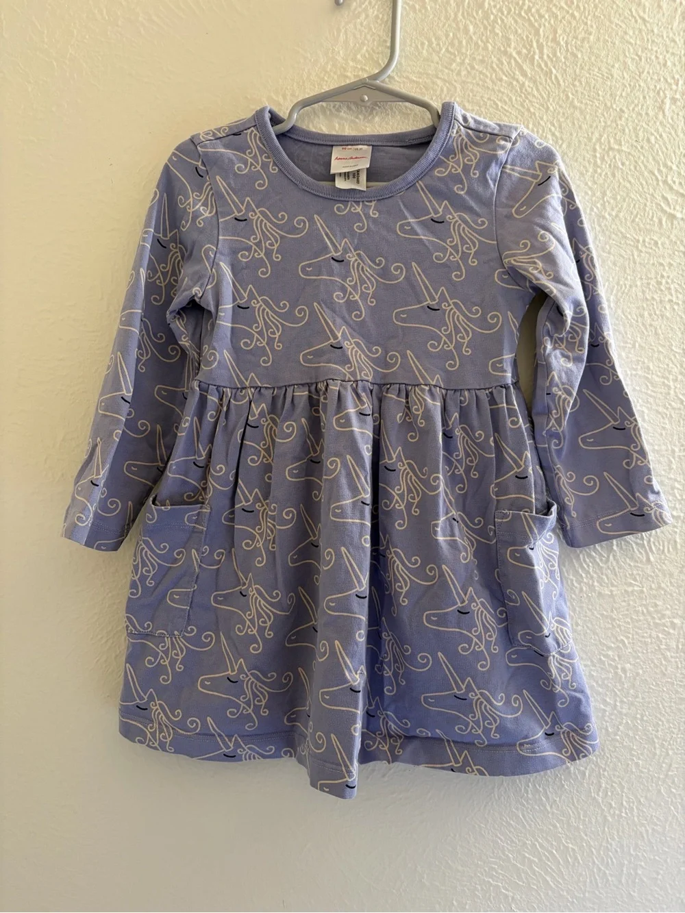 Hanna Andersson Lavender Unicorn Print Long-Sleeve Dress